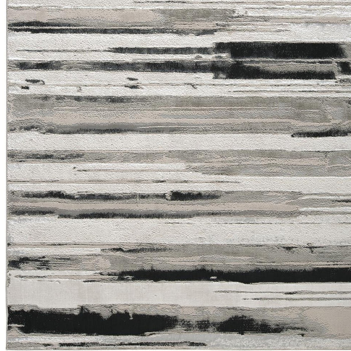 4' X 6' Black and Silver Abstract Non Skid Area Rug