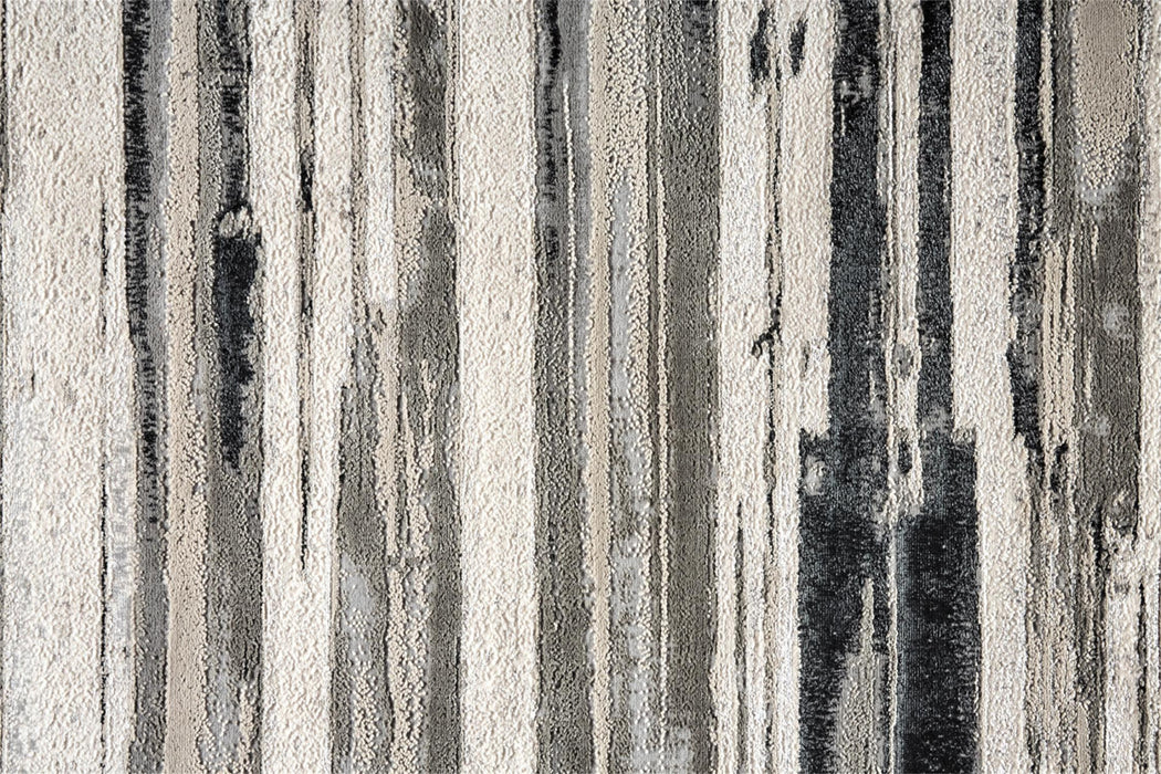 4' X 6' Black and Silver Abstract Non Skid Area Rug