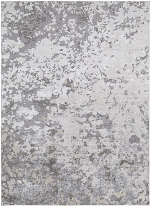 2' X 3' Silver Gray And White Abstract Stain Resistant Area Rug