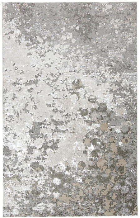 2' X 3' Silver Gray And White Abstract Stain Resistant Area Rug