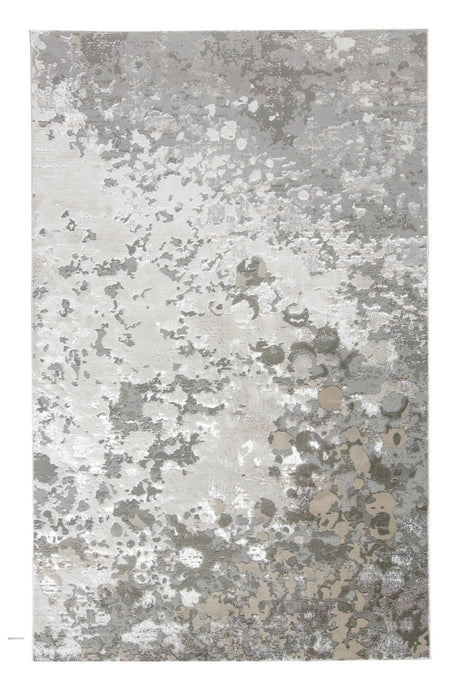 2' X 3' Silver Gray And White Abstract Stain Resistant Area Rug