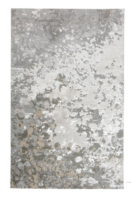 2' X 3' Silver Gray And White Abstract Stain Resistant Area Rug