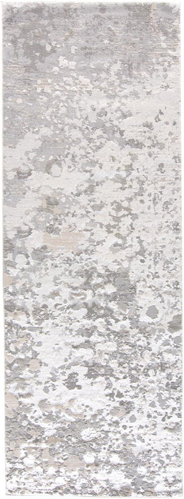 2' X 3' Silver Gray And White Abstract Stain Resistant Area Rug