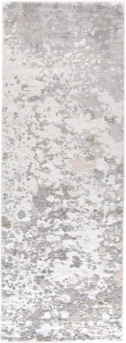 2' X 3' Silver Gray And White Abstract Stain Resistant Area Rug