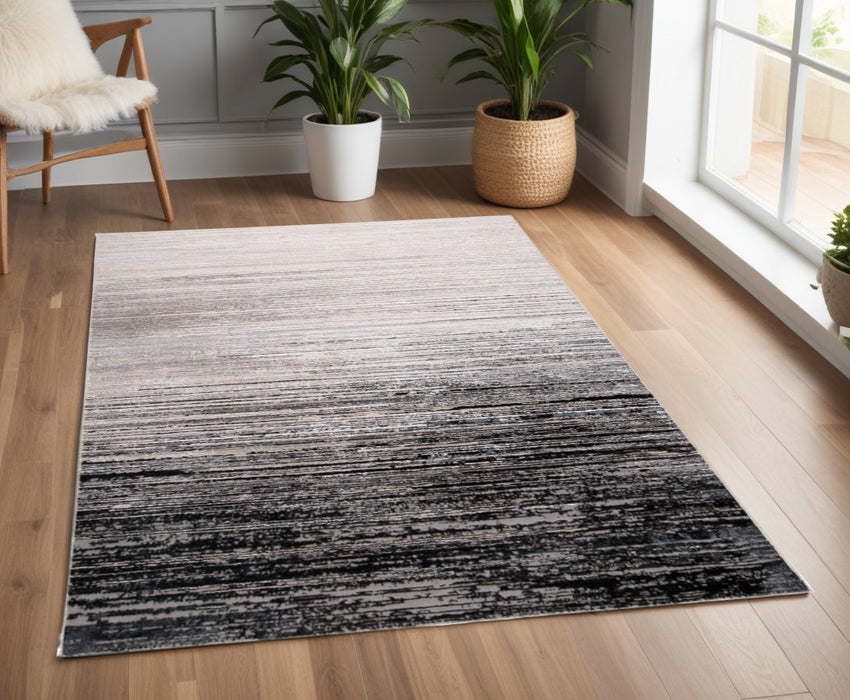 4' X 6' Beige and Black Abstract Non Skid Area Rug