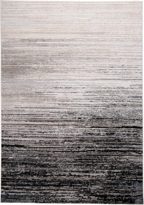 4' X 6' Beige and Black Abstract Non Skid Area Rug