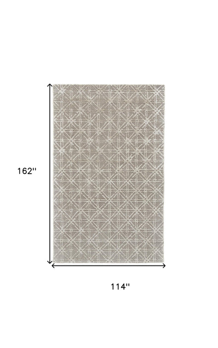 10' X 13' Taupe Ivory And Tan Wool Abstract Tufted Handmade Area Rug