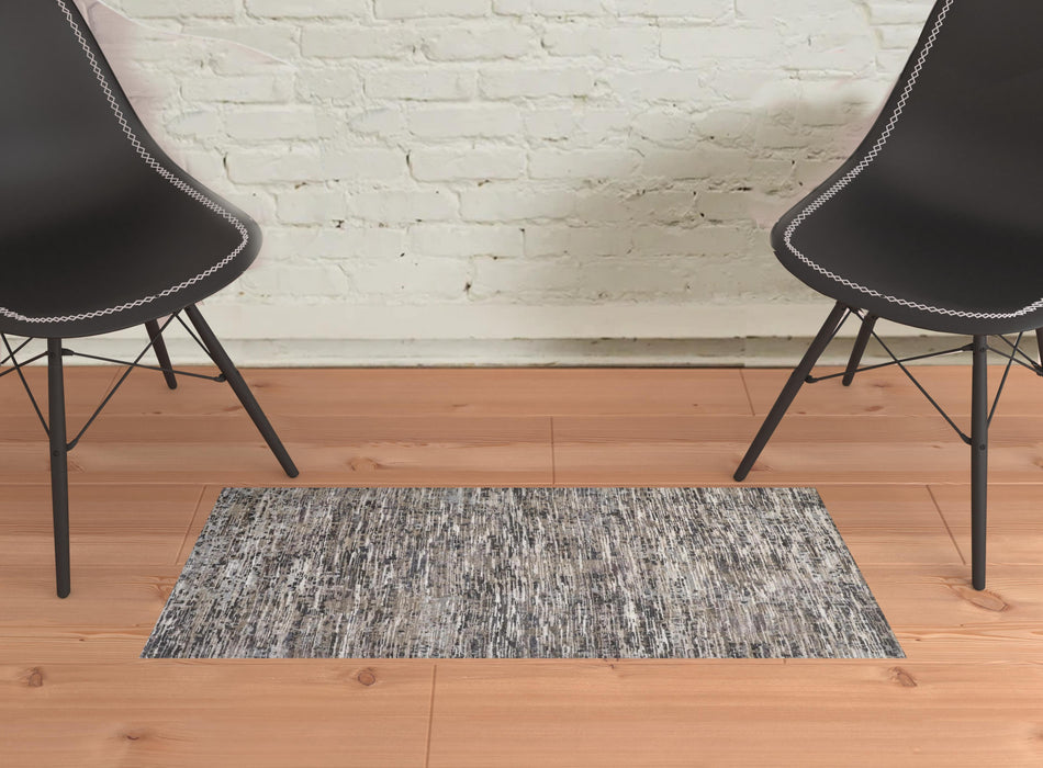 4' X 6' Gray Blue And Silver Wool Abstract Hand Knotted Area Rug