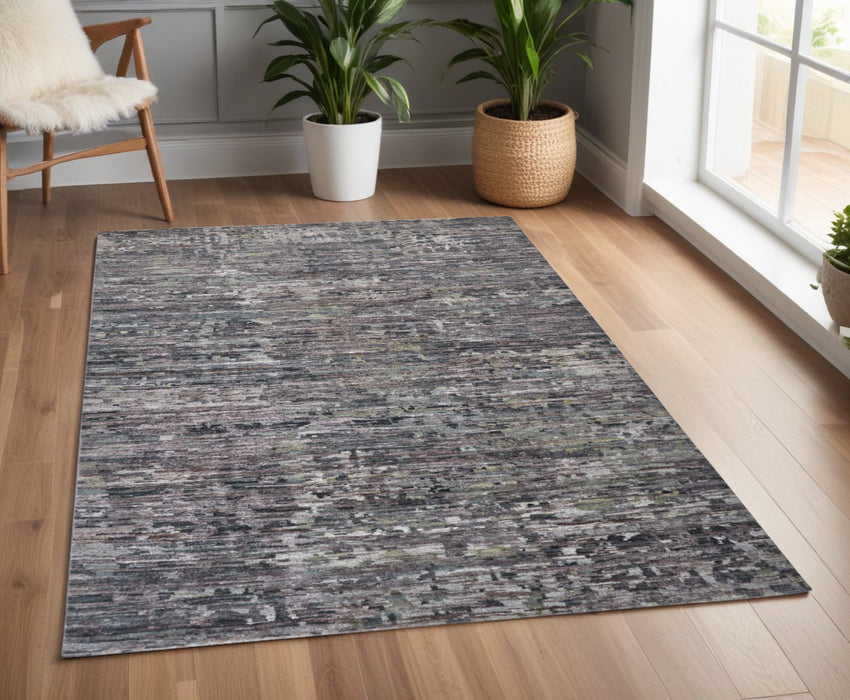 4' X 6' Blue and Gray Wool Abstract Hand Knotted Area Rug