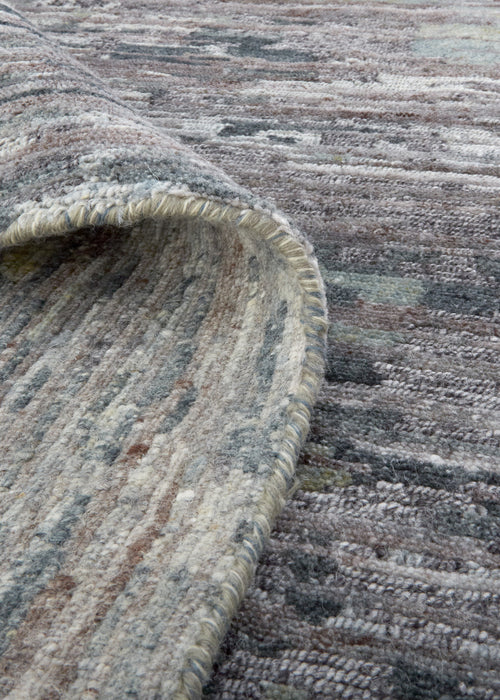 4' X 6' Blue and Gray Wool Abstract Hand Knotted Area Rug