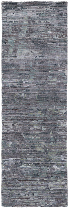 4' X 6' Blue and Gray Wool Abstract Hand Knotted Area Rug