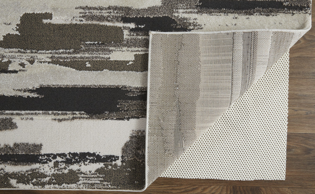 4' X 6' Gray and Ivory Abstract Power Loom Distressed Area Rug