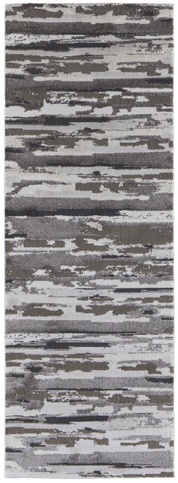 4' X 6' Gray and Ivory Abstract Power Loom Distressed Area Rug