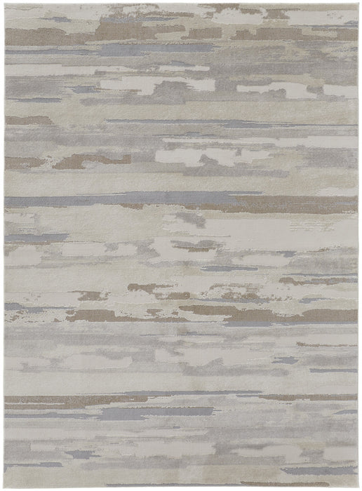 4' X 6' Gray and Ivory Abstract Power Loom Distressed Area Rug