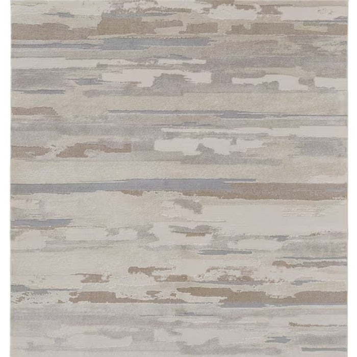 4' X 6' Gray and Ivory Abstract Power Loom Distressed Area Rug