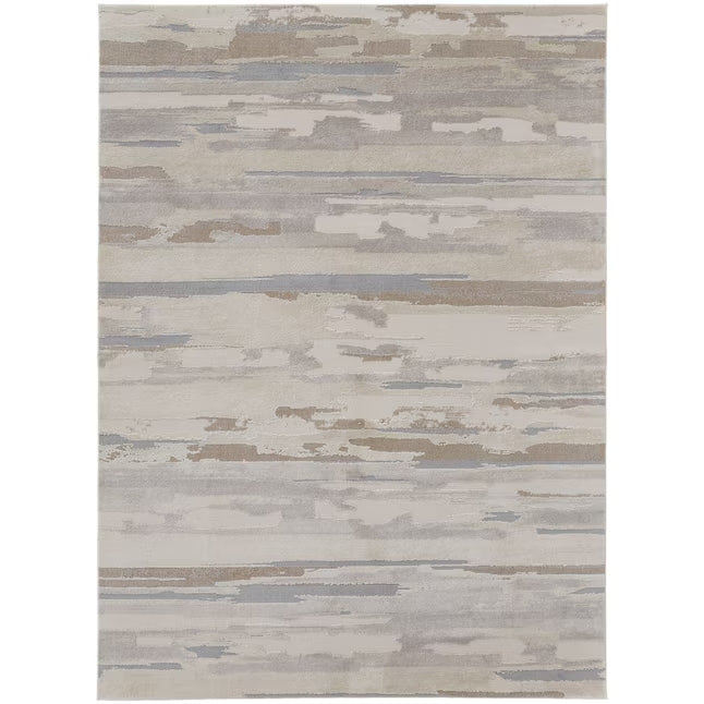 4' X 6' Gray and Ivory Abstract Power Loom Distressed Area Rug