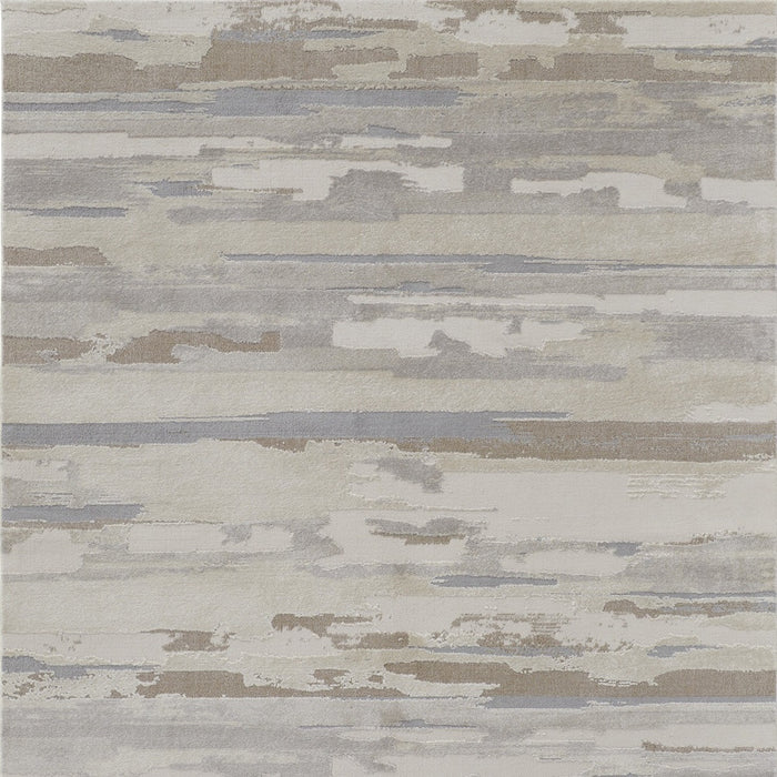 4' X 6' Gray and Ivory Abstract Power Loom Distressed Area Rug