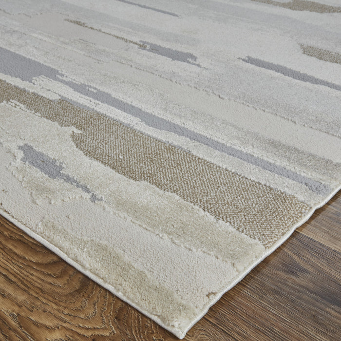 4' X 6' Gray and Ivory Abstract Power Loom Distressed Area Rug