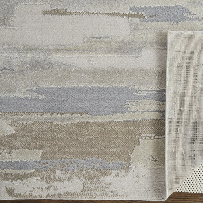 4' X 6' Gray and Ivory Abstract Power Loom Distressed Area Rug