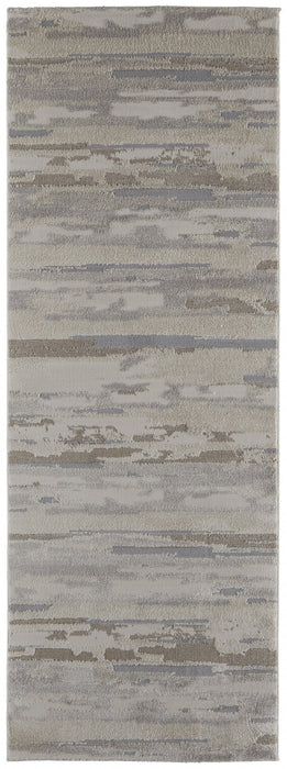 4' X 6' Gray and Ivory Abstract Power Loom Distressed Area Rug