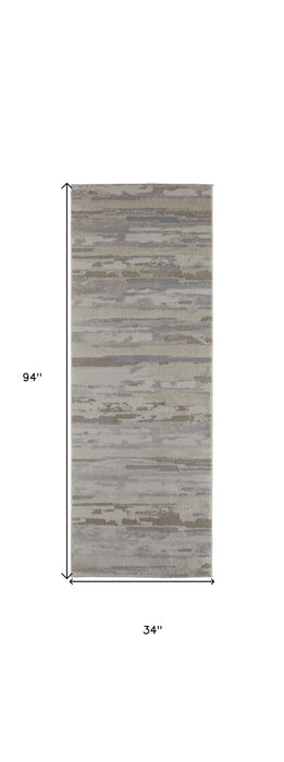 4' X 6' Gray and Ivory Abstract Power Loom Distressed Area Rug