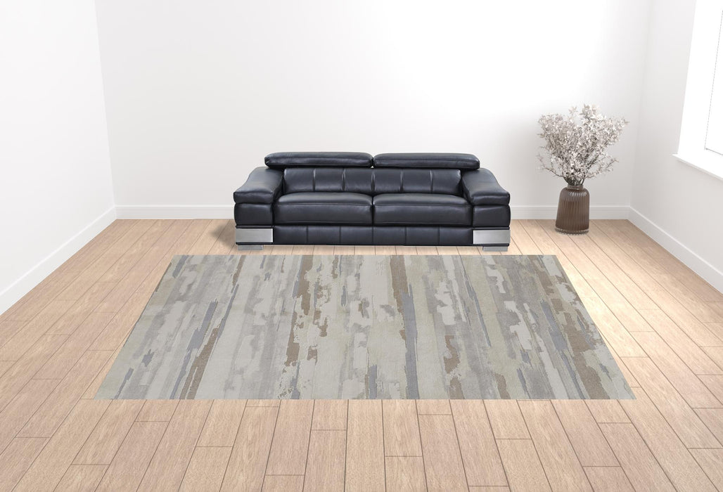 4' X 6' Gray and Ivory Abstract Power Loom Distressed Area Rug