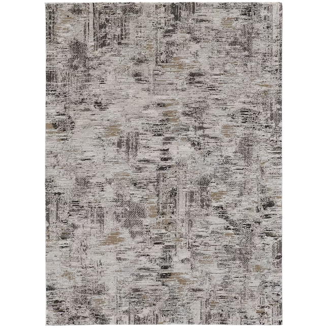 4' X 6' Gray and Ivory Abstract Power Loom Distressed Area Rug