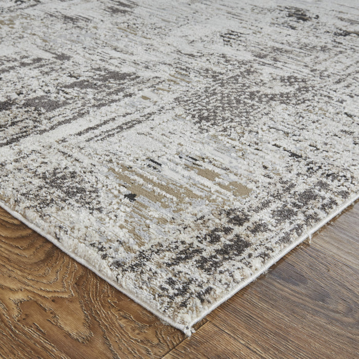 4' X 6' Gray and Ivory Abstract Power Loom Distressed Area Rug