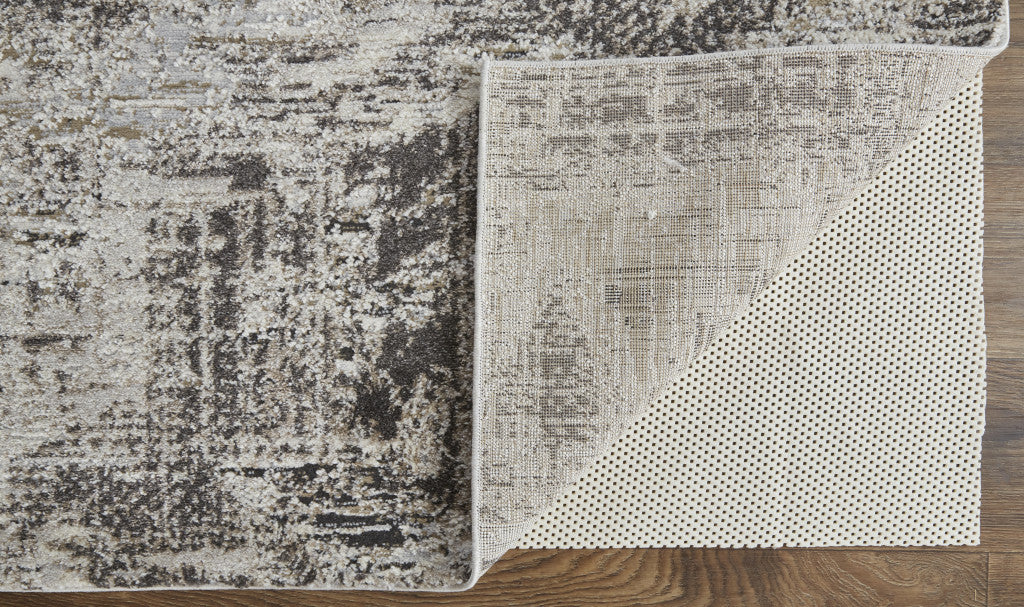 4' X 6' Gray and Ivory Abstract Power Loom Distressed Area Rug