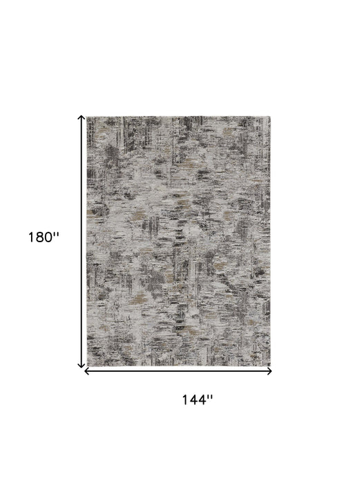 4' X 6' Gray and Ivory Abstract Power Loom Distressed Area Rug