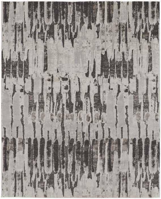 4' X 6' Gray and Ivory Abstract Power Loom Area Rug