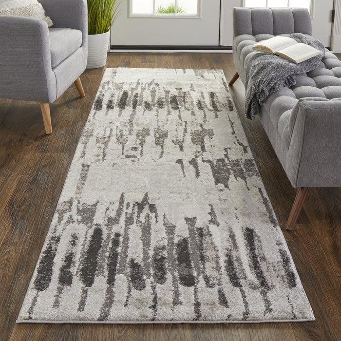 4' X 6' Gray and Ivory Abstract Power Loom Area Rug