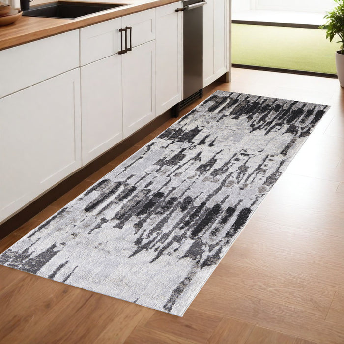 4' X 6' Gray and Ivory Abstract Power Loom Area Rug