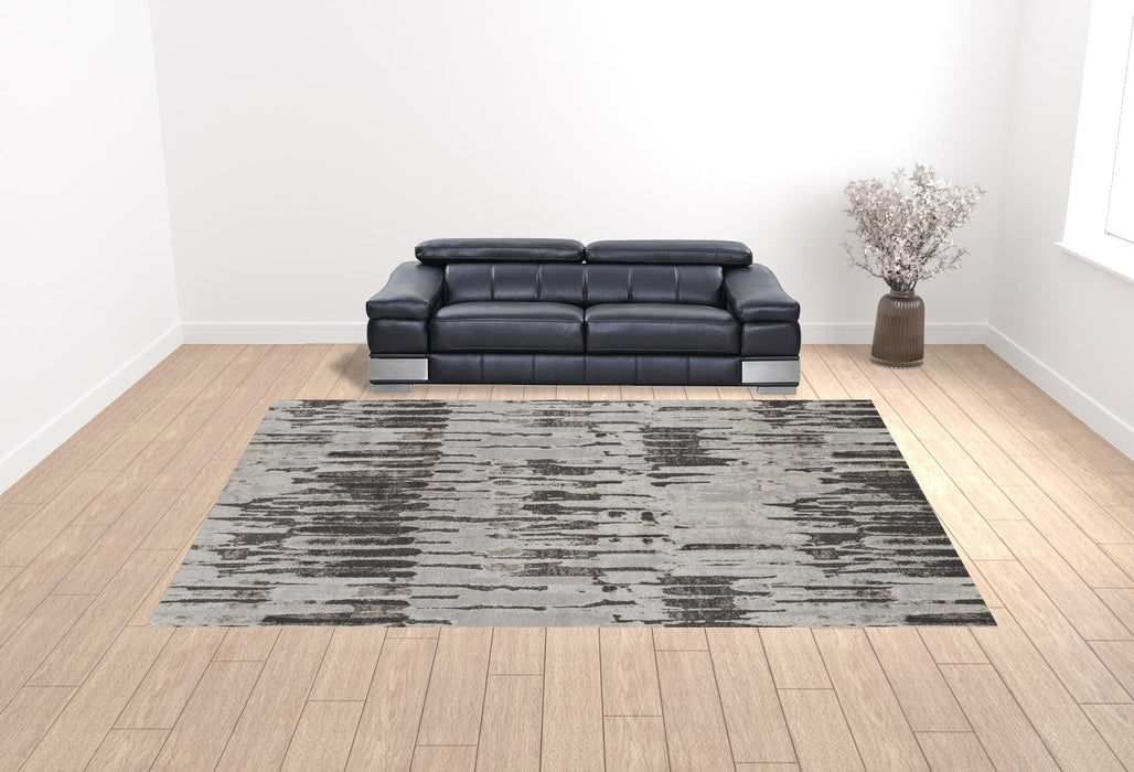 4' X 6' Gray and Ivory Abstract Power Loom Area Rug