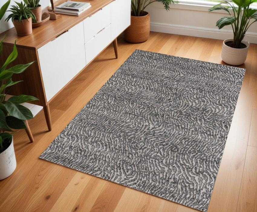 4' X 6' Gray and Ivory Abstract Power Loom Area Rug