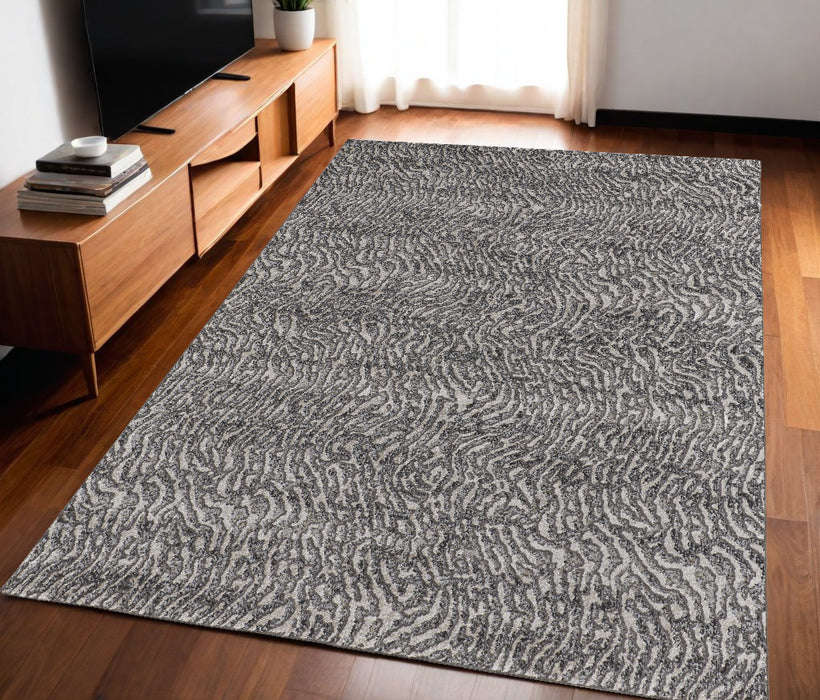 4' X 6' Gray and Ivory Abstract Power Loom Area Rug