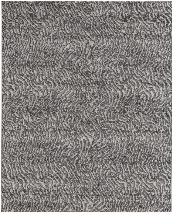 4' X 6' Gray and Ivory Abstract Power Loom Area Rug