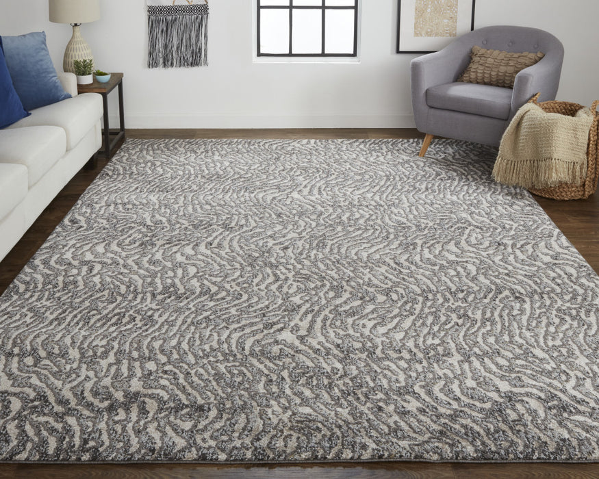 4' X 6' Gray and Ivory Abstract Power Loom Area Rug