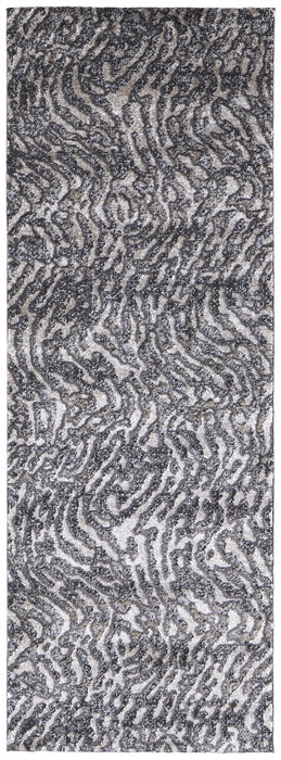 4' X 6' Gray and Ivory Abstract Power Loom Area Rug