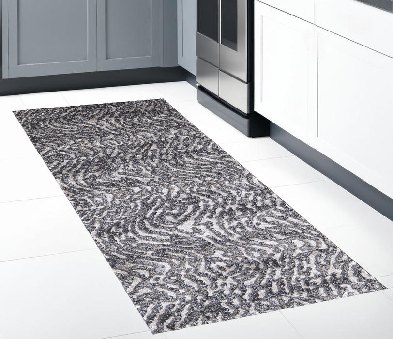 4' X 6' Gray and Ivory Abstract Power Loom Area Rug