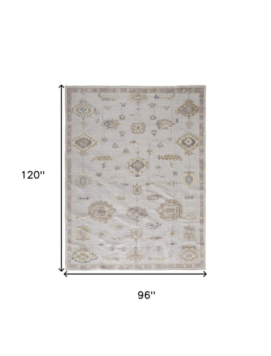 4' X 6' Ivory And Orange Floral Hand Knotted Stain Resistant Area Rug