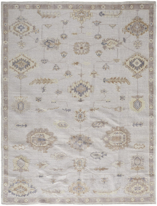 4' X 6' Ivory And Orange Floral Hand Knotted Stain Resistant Area Rug