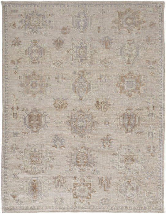 4' X 6' Tan And Brown Floral Hand Knotted Stain Resistant Area Rug