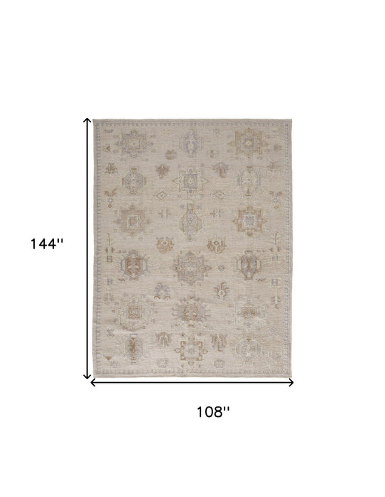 4' X 6' Tan And Brown Floral Hand Knotted Stain Resistant Area Rug