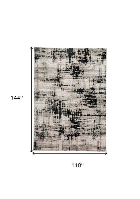 10' X 13' Black White And Gray Stain Resistant Area Rug