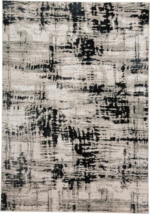 10' X 13' Black White And Gray Stain Resistant Area Rug