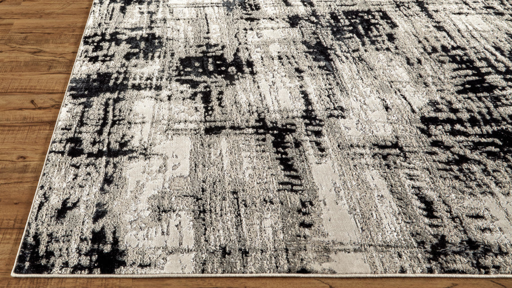 10' X 13' Black White And Gray Stain Resistant Area Rug