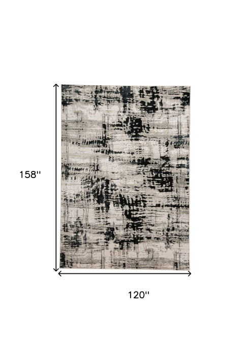 9' X 12' Black White And Gray Area Rug