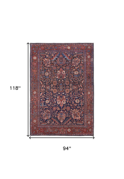 4' X 6' Red Orange And Blue Floral Power Loom Area Rug