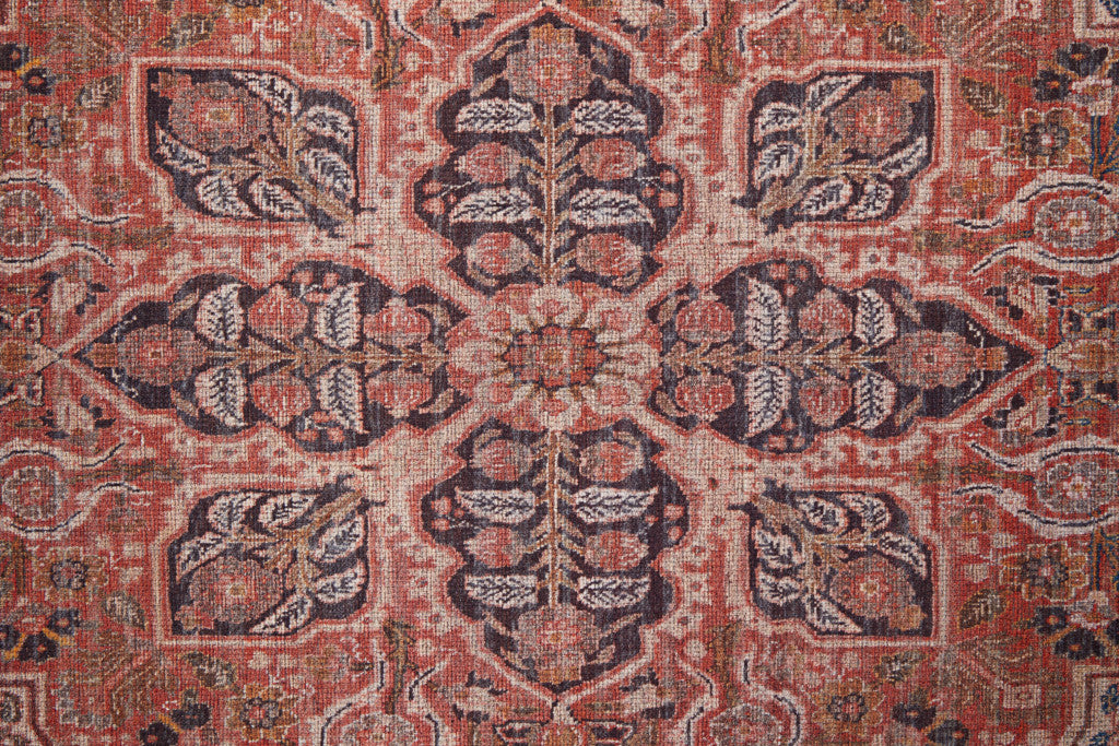 4' X 6' Red Tan And Pink Floral Power Loom Area Rug